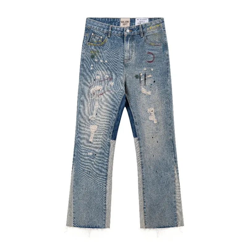 Gallery Dept American Graffiti Ripped Splicing Loose Washed Old Straight Jeans