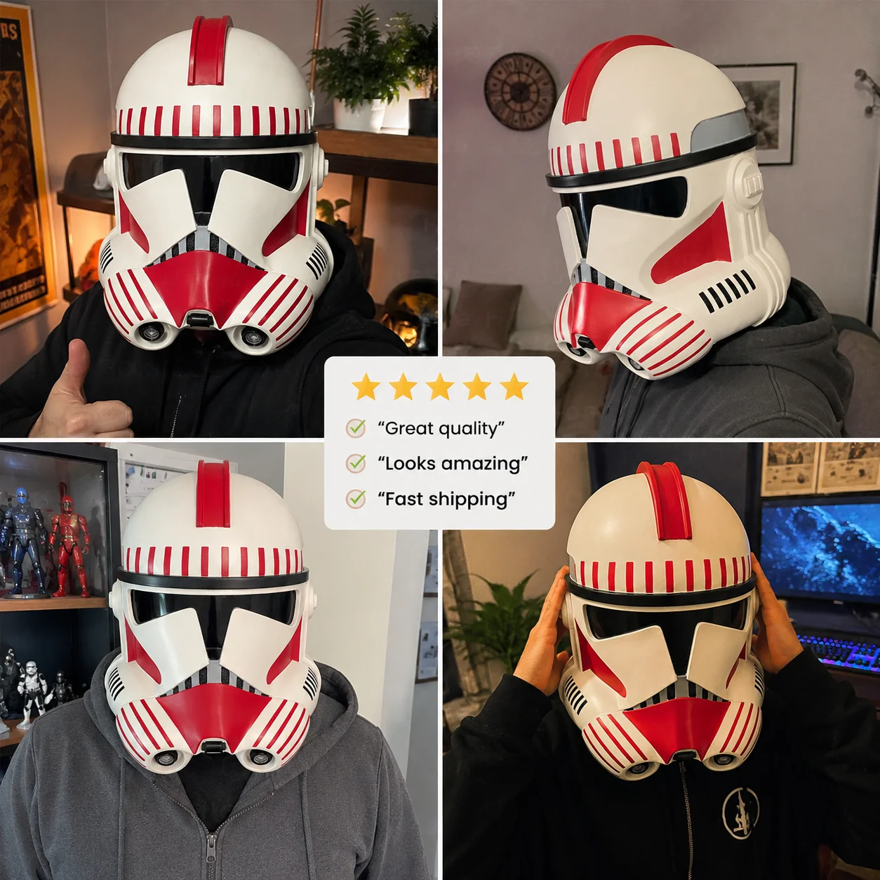 Star SW Imperial Shock Trooper Helmet Wars Halloween Cosplay Costume Deluxe Resin Red Mask for Men Women Prop Xmas Gift TK039-4 - view 5