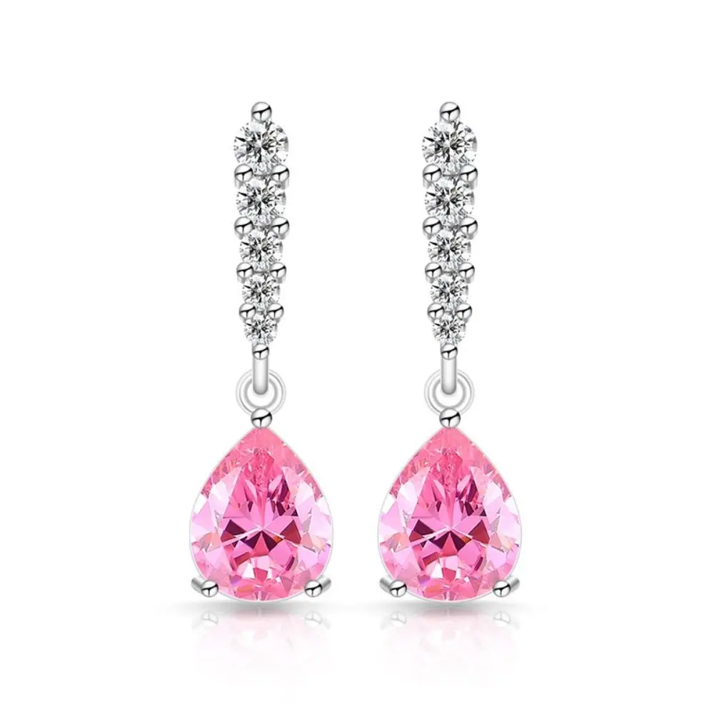 Copper Water Drop Earrings Luxury Finish Shining Design Fashion Jewelry Earrings Light Weight Silver Color Women's Earrings
