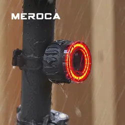 MEROCA Bicycle Rear Light USB Charging High Visibility Multifunction Flashing With Brake Sensor Tail Light MTB Road Bike Lamps