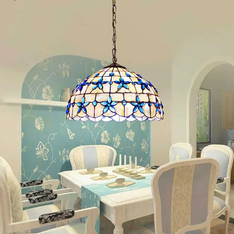 

European Mediterranean chandelier lustre restaurant Tiffany handicraft luminaria pendant lights