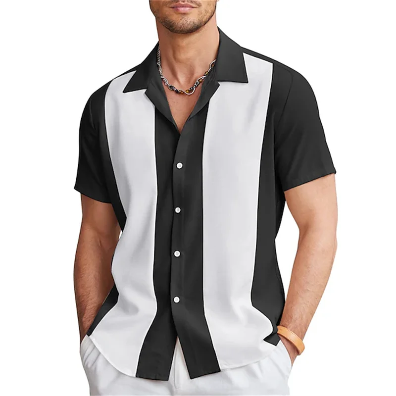Camisa de manga corta para hombre, camisa informal con botones, solapas a juego de colores, moda de verano, 6 colores, 2023