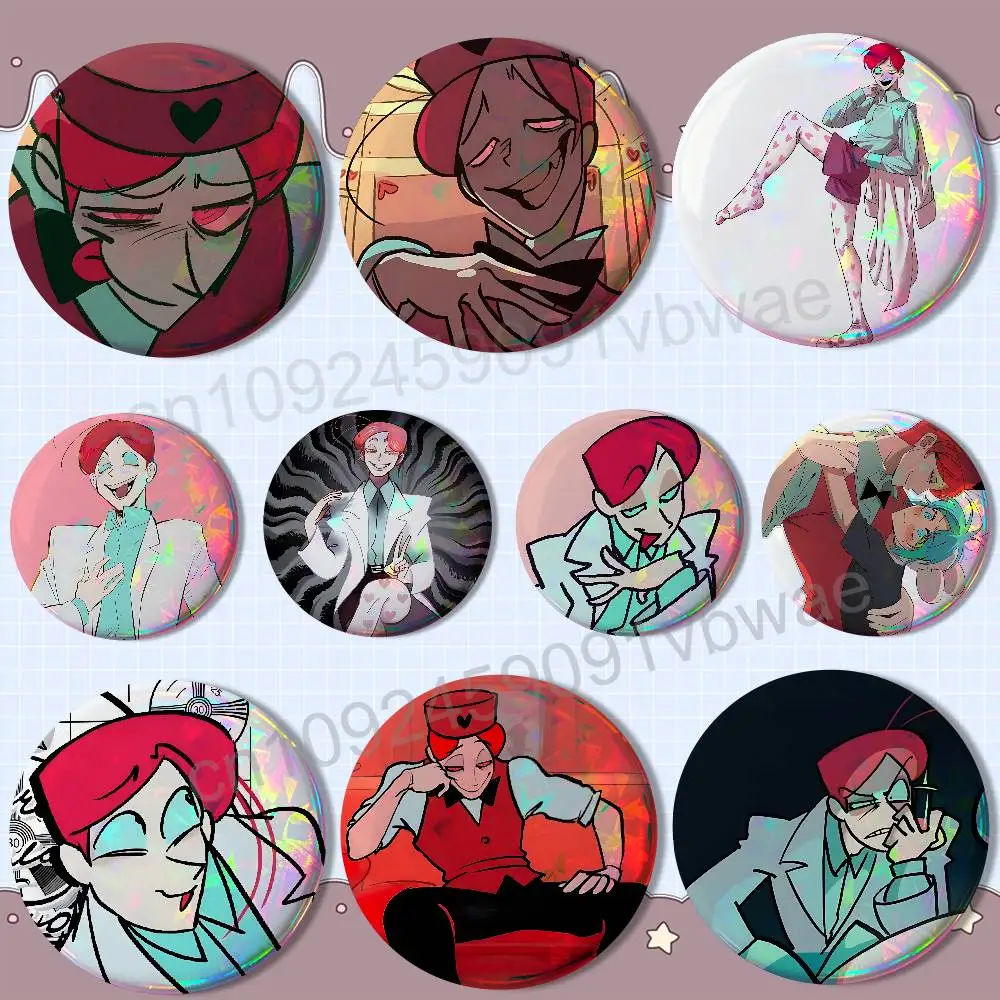 

Dr. M Masacrik Psychocuties Badges Badges On Backpack Jacket Cartoon Round Brooches Acrylic Button Pins Collection Gifts