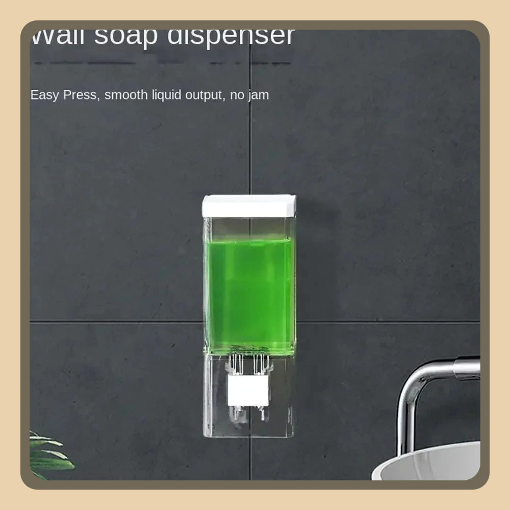 موزع صابون يدوي غير مثقوب يُثبت على الحائط، زجاجة مطهرة بدون أثر، موزع صابون شفاف للحمام
