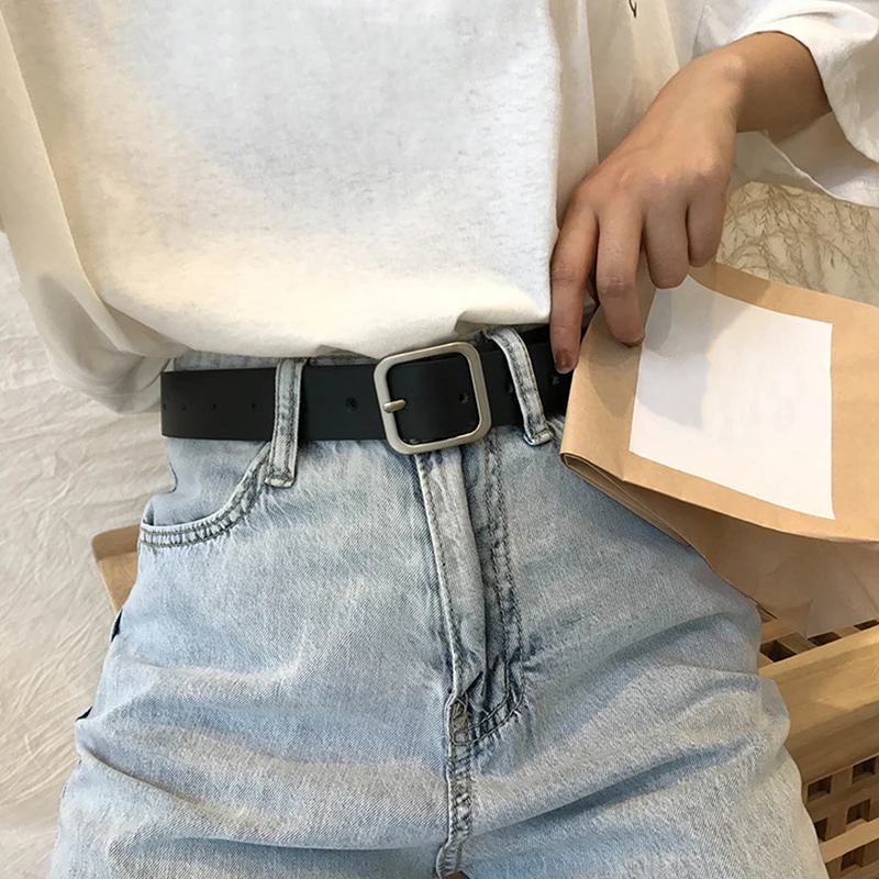 

1Pc PU Leather Belt For Women Square Buckle Pin Buckle Jeans Belt Ladies Belt Female Waistband