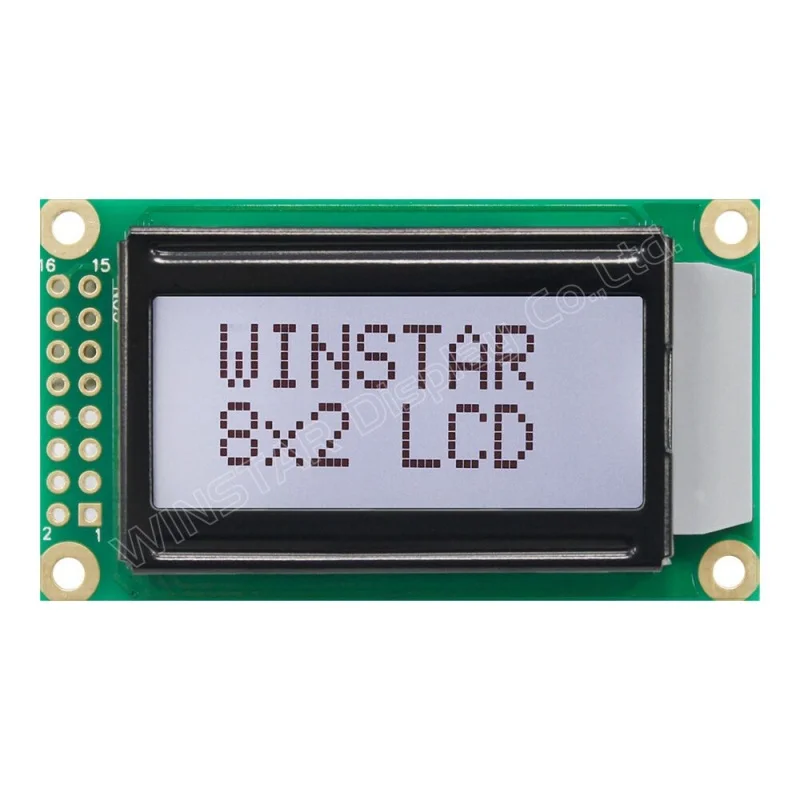 WH0802A1 LCD 8x2 character module is built in with ST7066 controller (or equivalent) screen blue backlight new and original