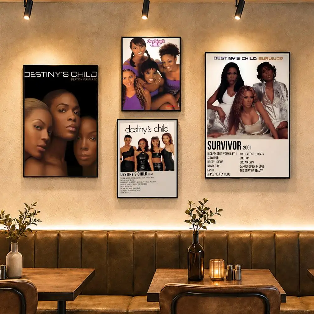 R&B Group D-Destiny's ChildS Poster Vintage Retro Anime Poster Stickers Peel and Stick Wall Art Home Decor