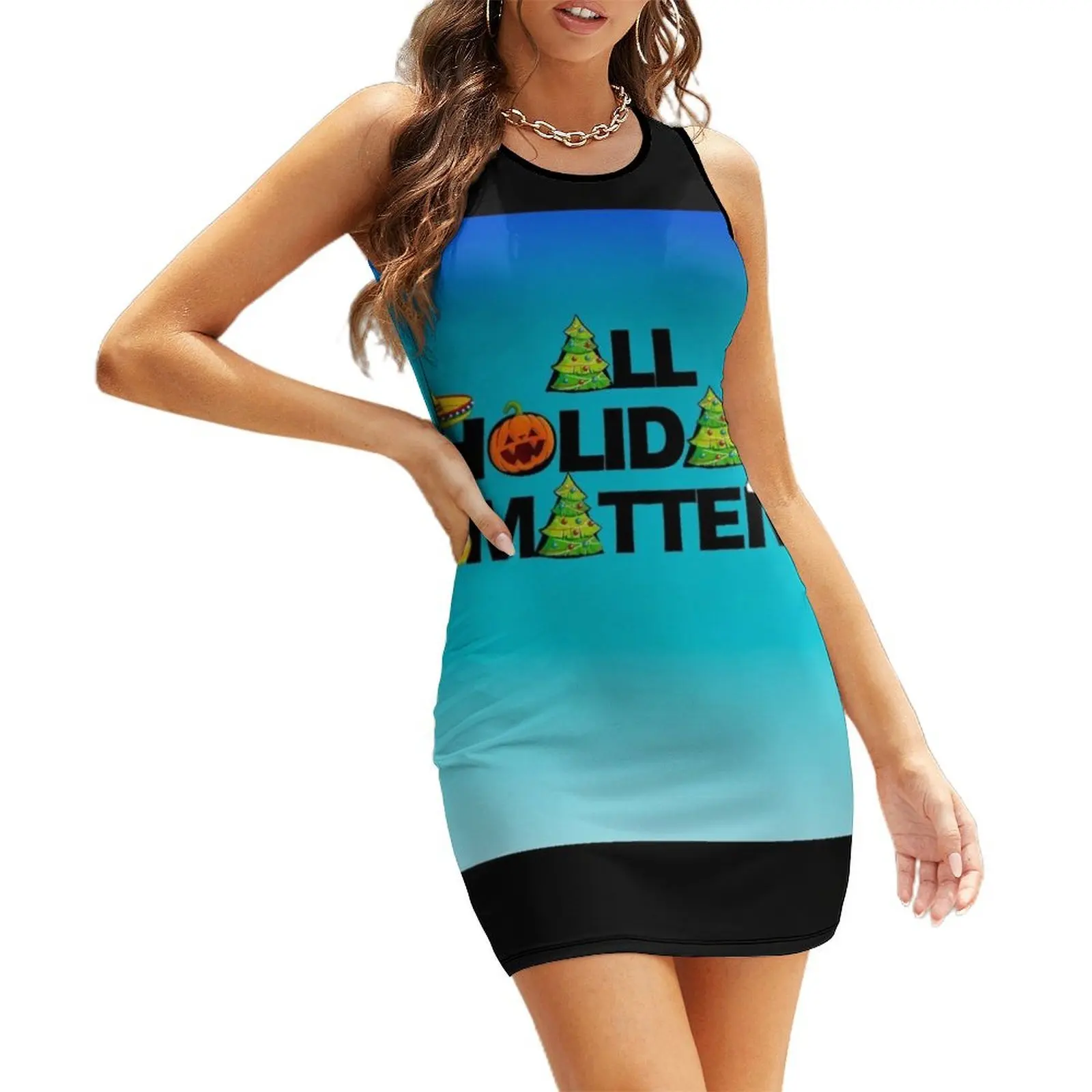 

All Holidays Matter (Blue) Sleeveless Sundress sexy short dresses daring women party dresses