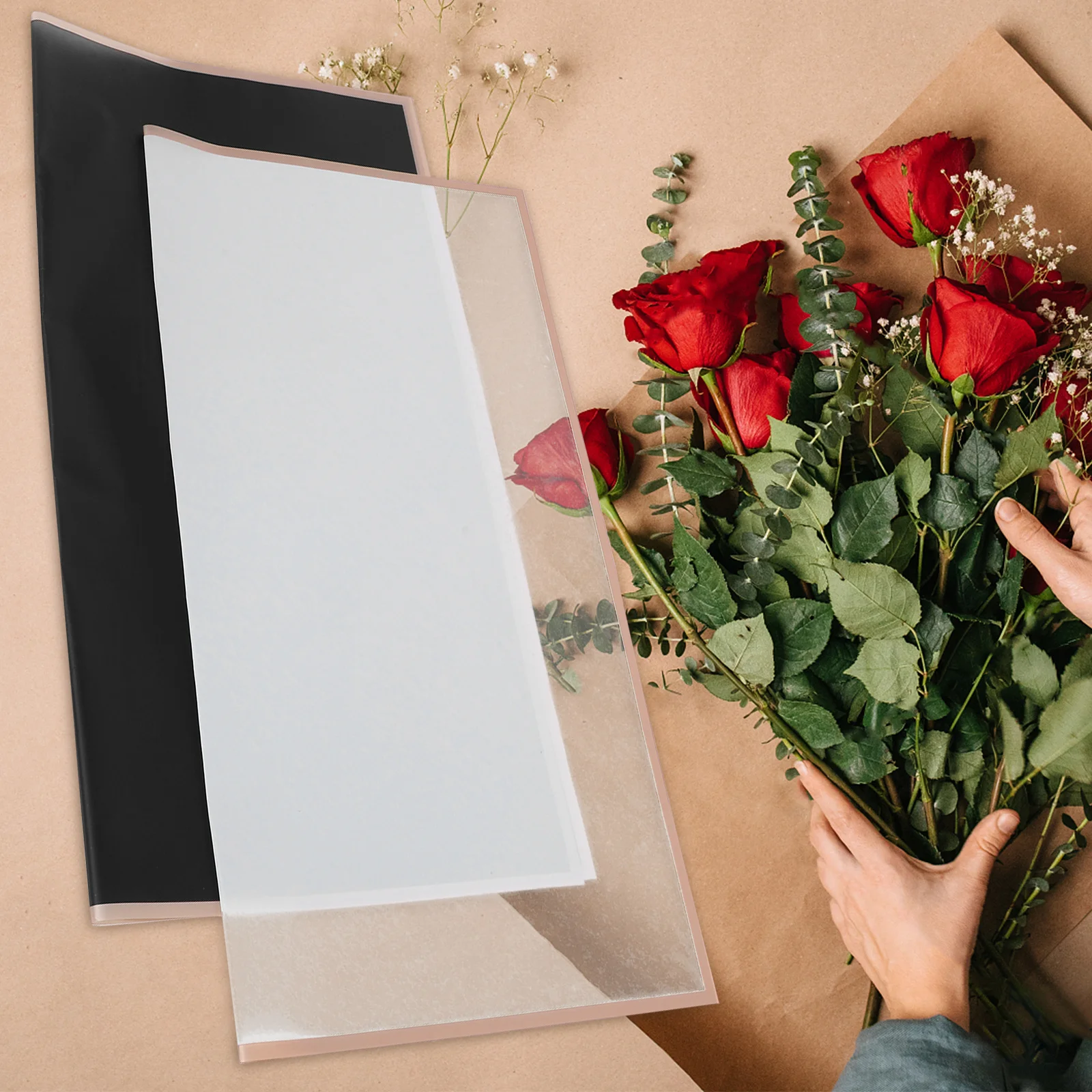 

40 Sheets Waterproof Flower Wrapping Film Bright Decorative Floral Bouquet Wrap for Wedding Valentine Birthday Graduation