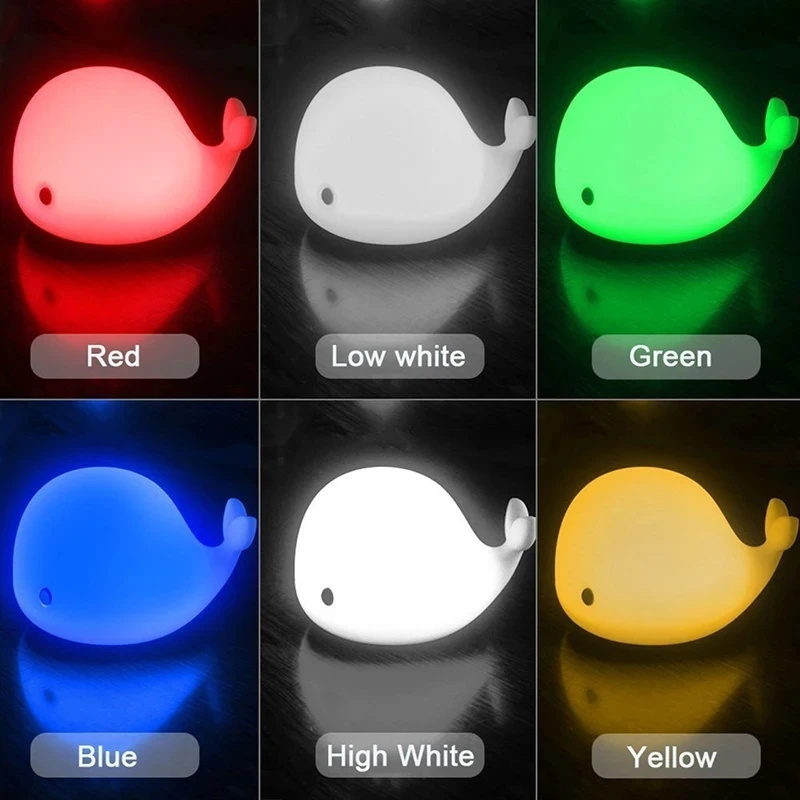 Cute Silicone Dolphin Night Lamp Multicolor Changing Touch Table Light Baby Bedside Sleeping Lamp Children Kids Gifts Room Decor