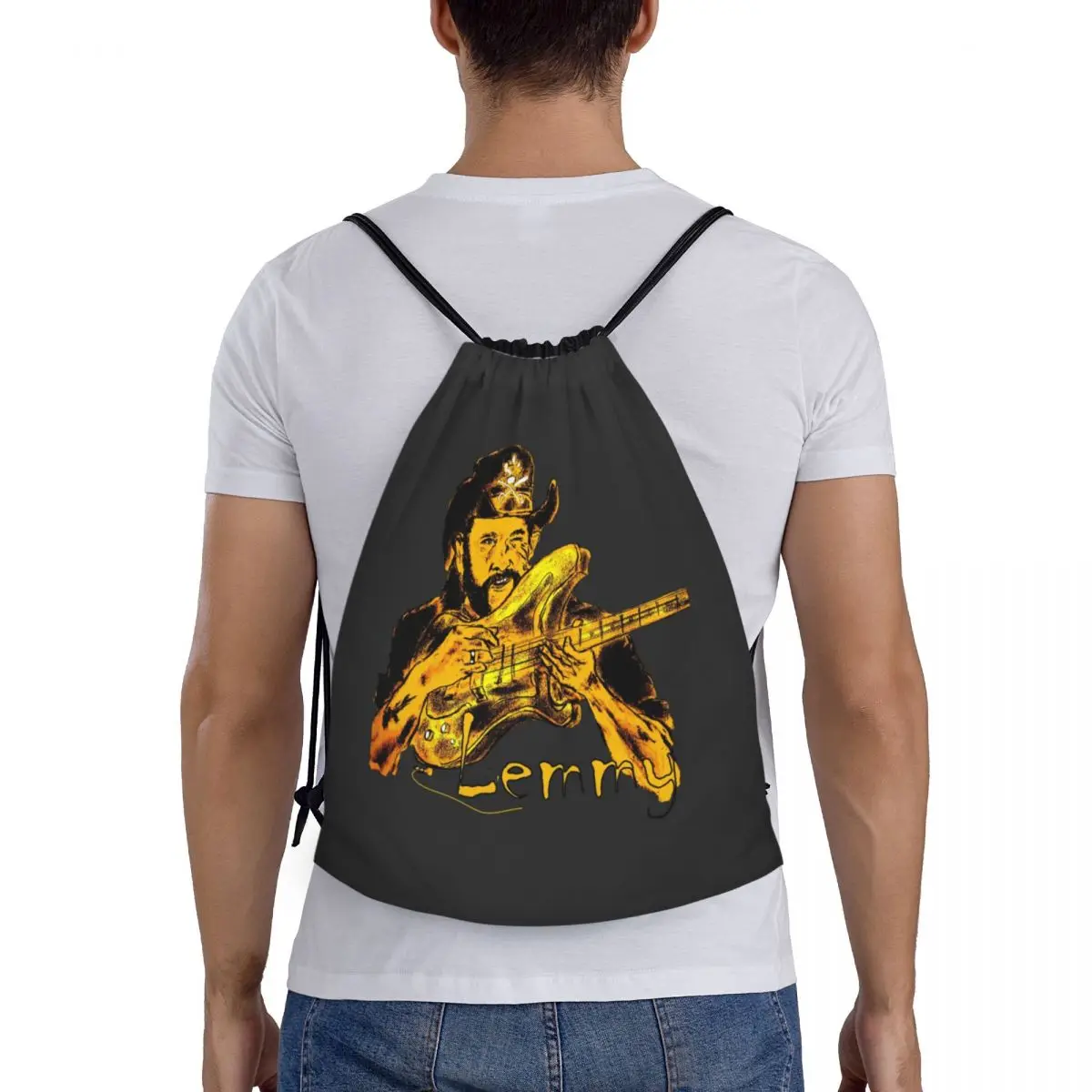 Saco De Cordão De Música De Metal Pesado Lemmys personalizado para Homens e Mulheres, mochila De Armazenamento De Ginásio De Esportes Leve