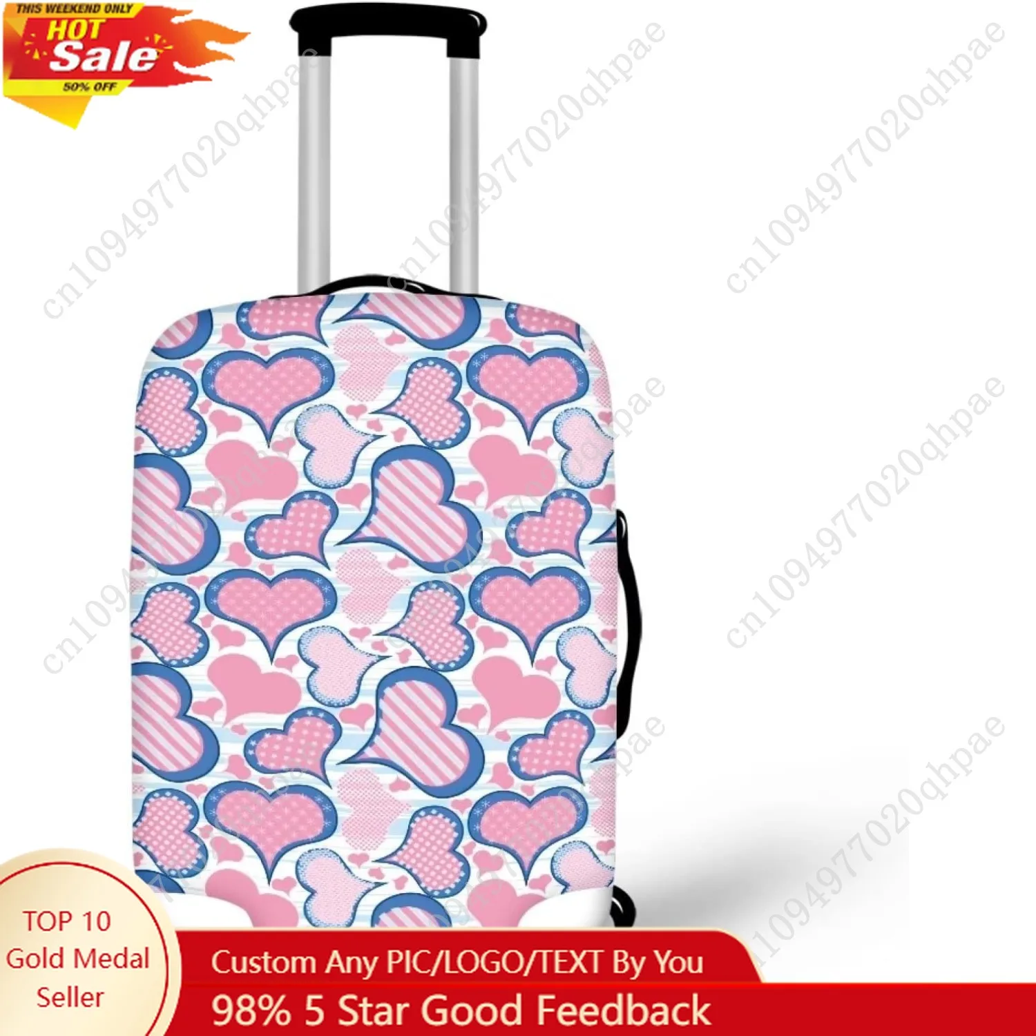 

Pink Love Heart Thick Elastic Geometric Luggage Protective Cover Fashion Trolley Case for Suitcase Cover Baggage Trave