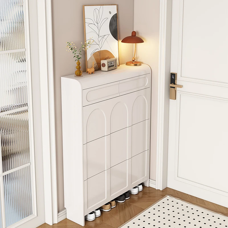 Gabinetes de zapatos modernos para sala de estar, Zapatero Simple blanco ultrafino para dormitorio, cajón de pared, muebles multifuncionales