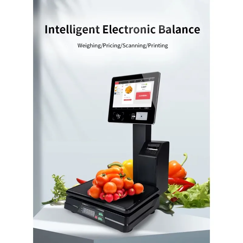 New Design 10.1 Inch Touch Screen Weighing Scales All in One Electronic POS Scale view 6