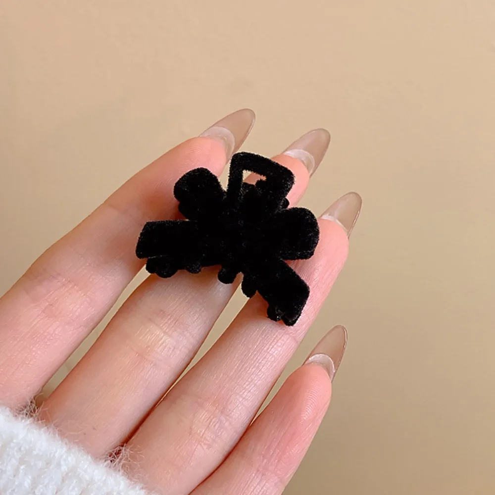 Velvet Bow Princess Head Grab Clip Fashion Trumpet Headwear Bangs Hair Clip Hairpin Black Duck Beak Clip Women Girls