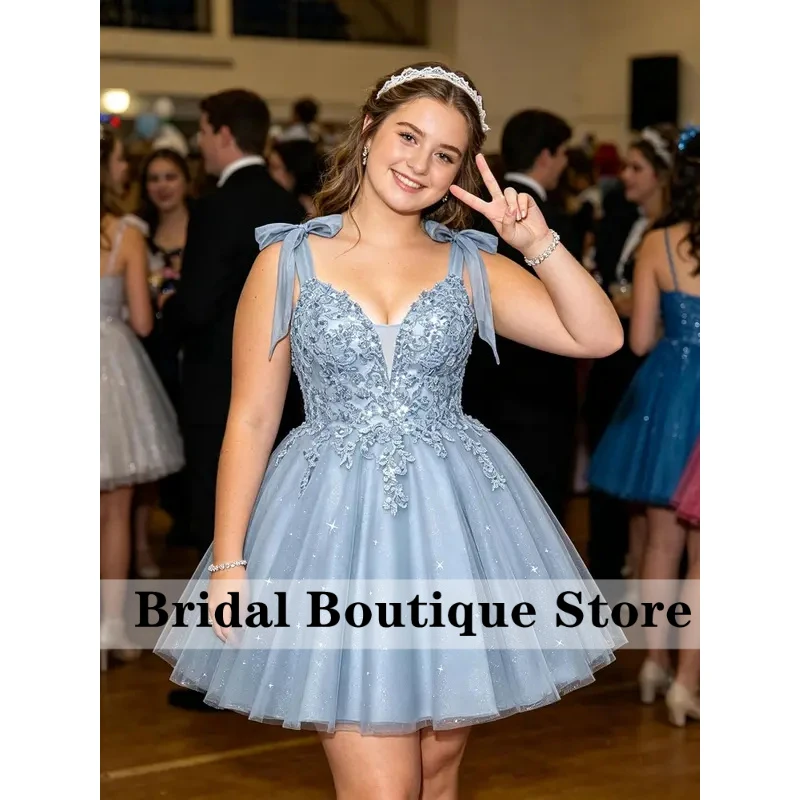 Tulle Homecoming Dresses for Teens Sparkly Lace Sequin Short Prom Dress Sweet 16 DAMA Quinceanera Dress HOCO Dress view 4