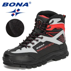 BONA New Designers Classics Hiking Shoes MenTrekking Shoes Man Outdoor Sport Plush Warm High Top Snow Boots Mansculino