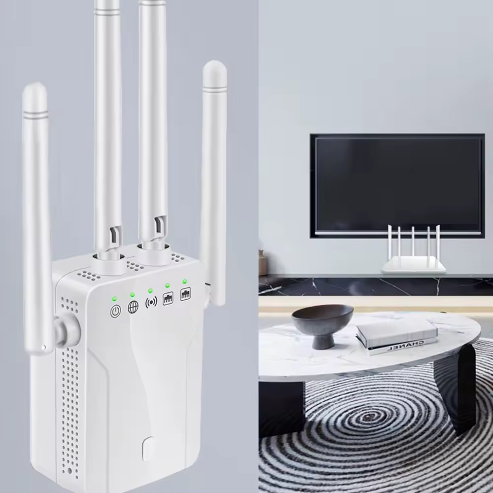 Беспроводной Wi-Fi ретранслятор 1200 Мбит/с, усилитель сигнала Wi-Fi, двухдиапазонный расширитель 2,4G/5G, 4-антенный маршрутизатор-усилитель сигнала для офиса и дома