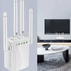 1200Mbps Wireless WiFi Repeater Wifi Signal Booster Dual-Band 2.4G 5G Extender 4 Antenna Router Signal Amplifier For Office Home