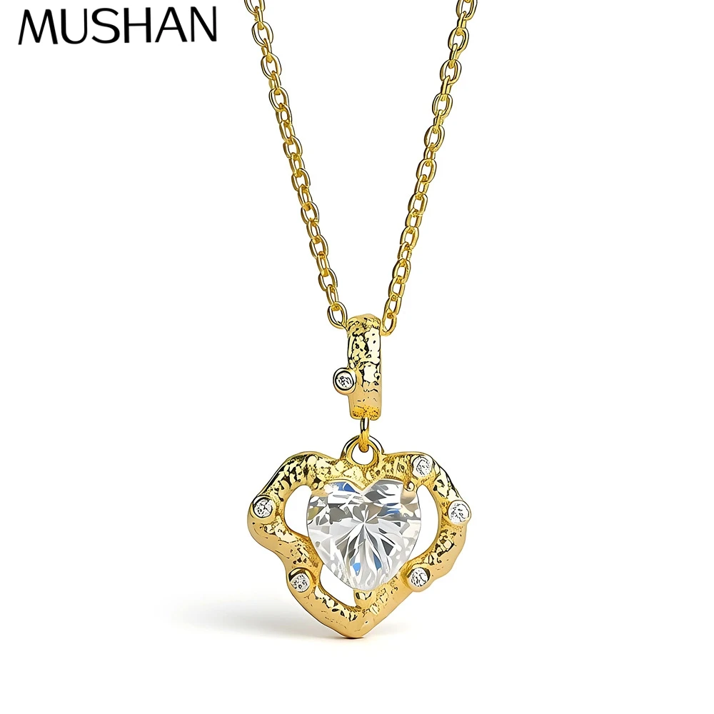 MuShan Designer Jewelry 925 Sterling Silver Chain Pendant Chic Oval Moissanite for Fiancee 18K Real Gold Plated MST Patent GRA
