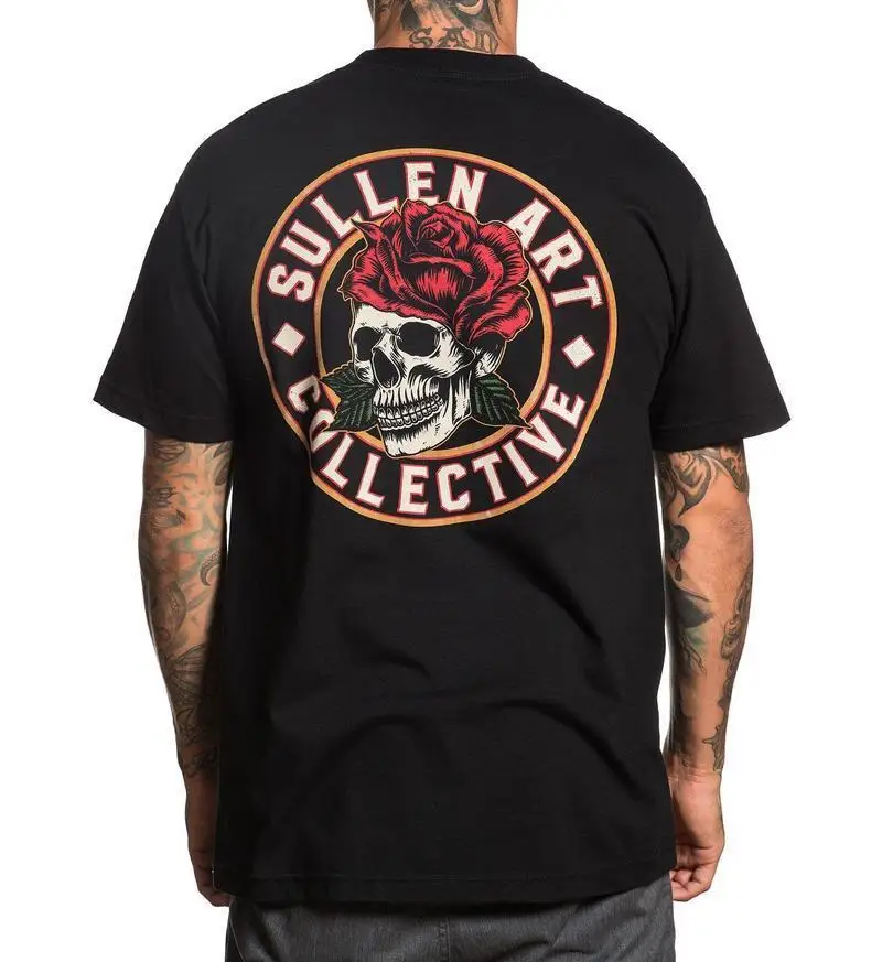 

Sullen Clothing Liane Badge Tattoo Skull Rose Adult Mens T Tee Shirt SCM1635