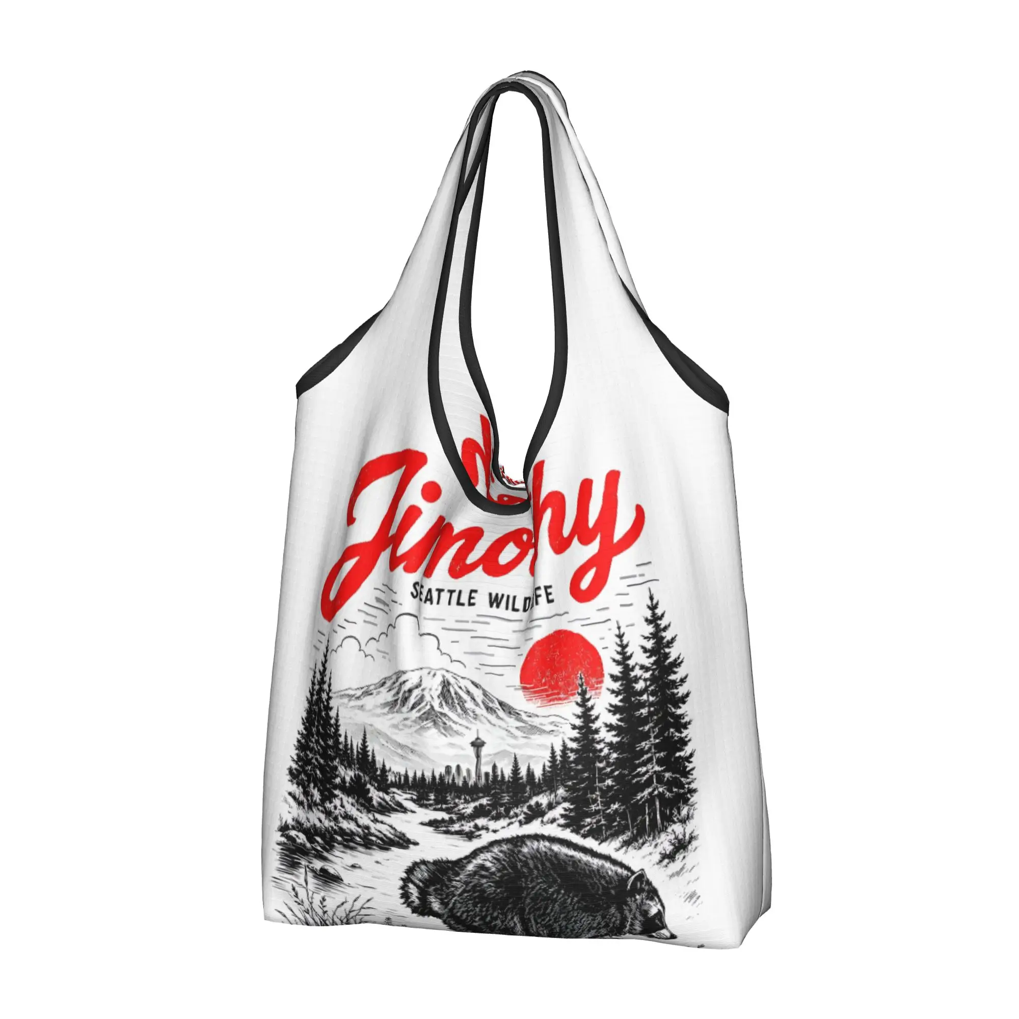 Fashion Print Jimothy Raccoon Tote Shopping Bag Portable Shopper Shoulder Cartoon Manga Handbag