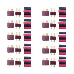10 Pairs Red Ultra T-Plug Deans Plug Style Male and Female connector with heat Shrink Tubing For RC charger LiPo Battery