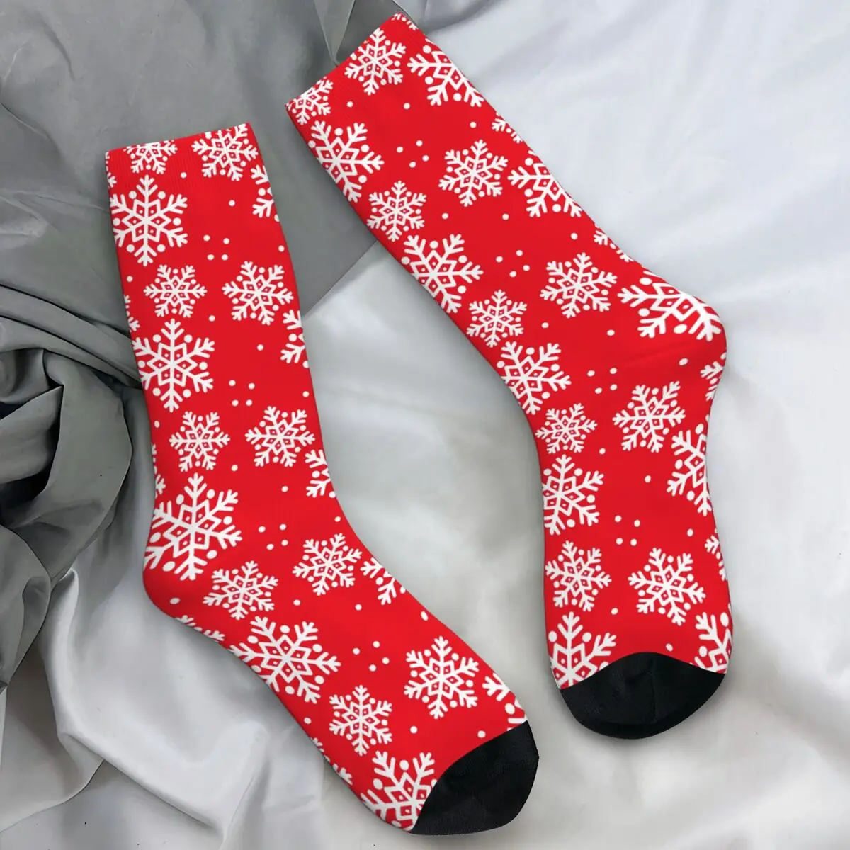 

Красные носки со снежинками, зимние рождественские чулки для отдыха, женские и мужские носки высокого качества с узором, спортивные нескользящие носки на открытом воздухе