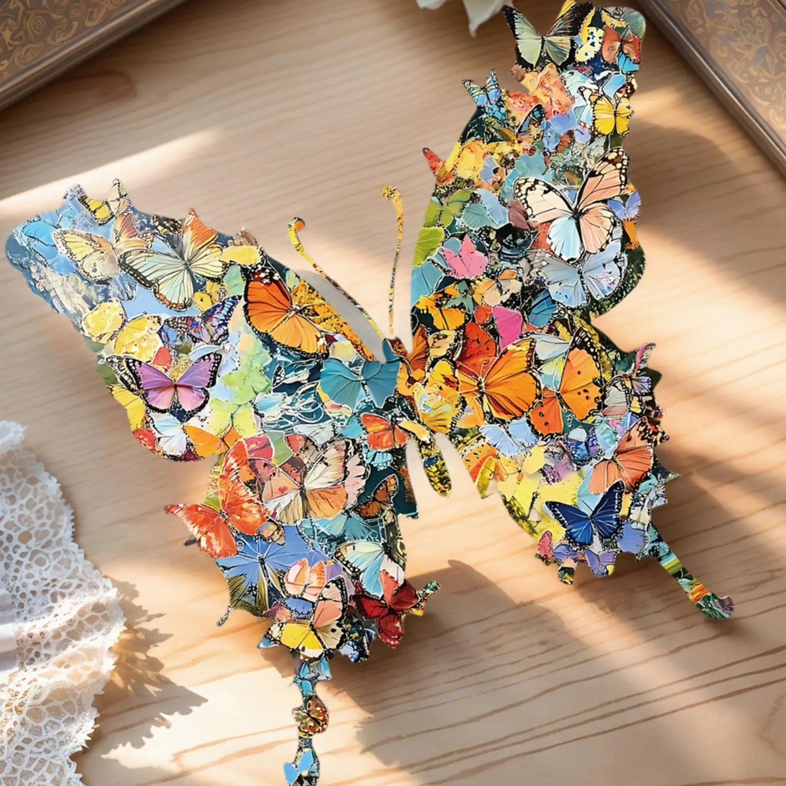 Wooden Jigsaw Puzzle 162 or 118 Pieces Butterfly Shaped Puzzle Interactive Wooden Jigsaw for Hobby Party Gathering Learning Home