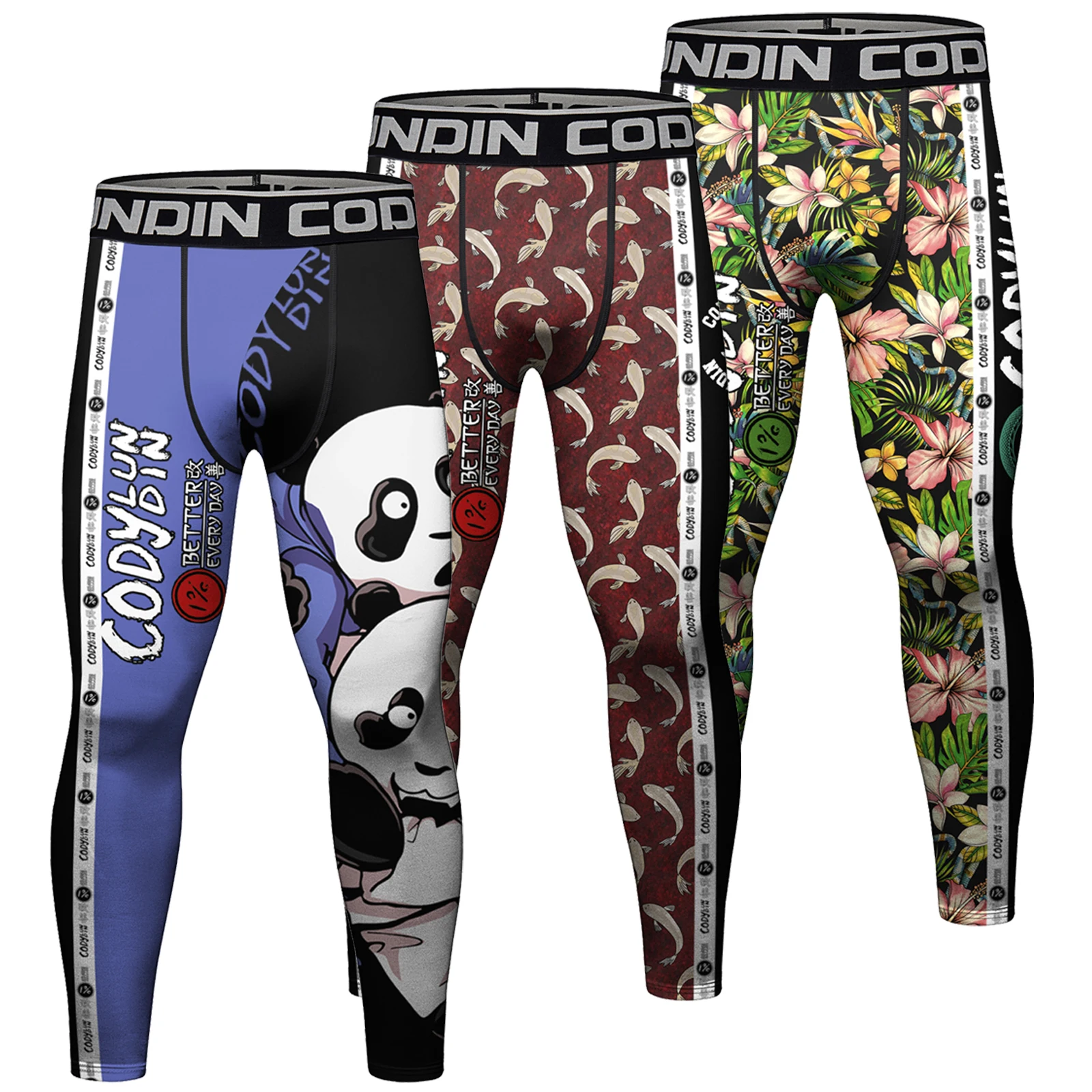 Wholesale Sports mens polyester spandex sublimated print leggings gym clothing men running tights men gym compression leggings