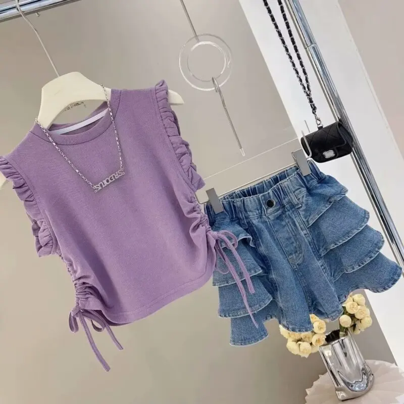 

Girls Clothing Suit Children Short-Sleeved Shirt +Skirt 2Pcs Sets Baby Fashion Summer Outfits 3-12 T New 2024