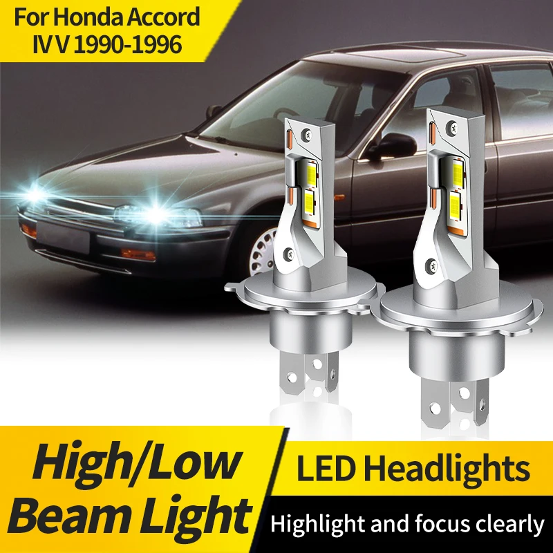 2PCS For Honda Accord IV V 1990-1996 20000LM Canbus H4 Car LED Headlight HB2 Auto Hi/Lo Beam Lamp LED Bulbs 6500K White 12V 44W