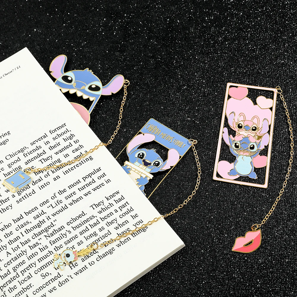 Marcapáginas de Stitch para comer, marcador de libro de Metal para amantes de los libros, regalo para padres e hijos, accesorio de Anime