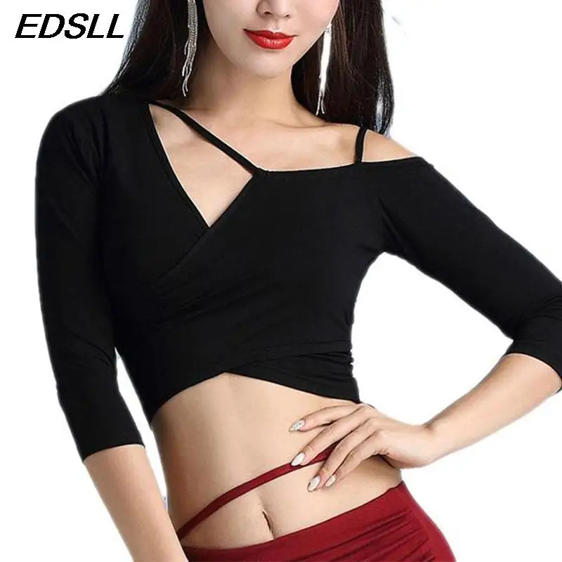 Women Belly Dance Wrap Tie Crop Top Adult Sexy Sleeve Off Shoulder Blouse Shrugs Bandage Bellydance Clothes Dancerwear Costume