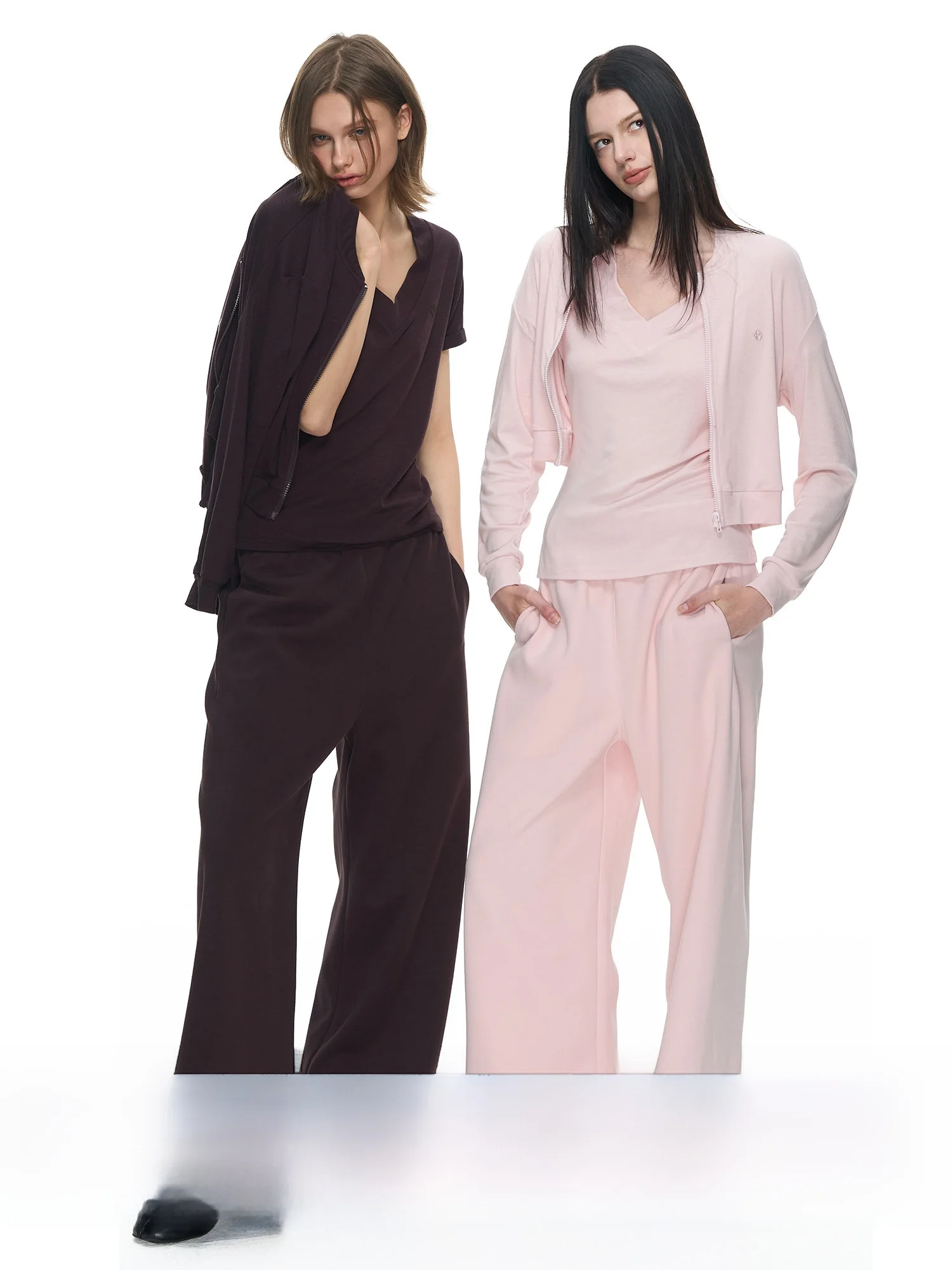 

NECY Pure Women's Spring Summer Loose Fit Zipper ort Cardigan Set ort Sve Versatile Sweatpants Tee Piece Suite