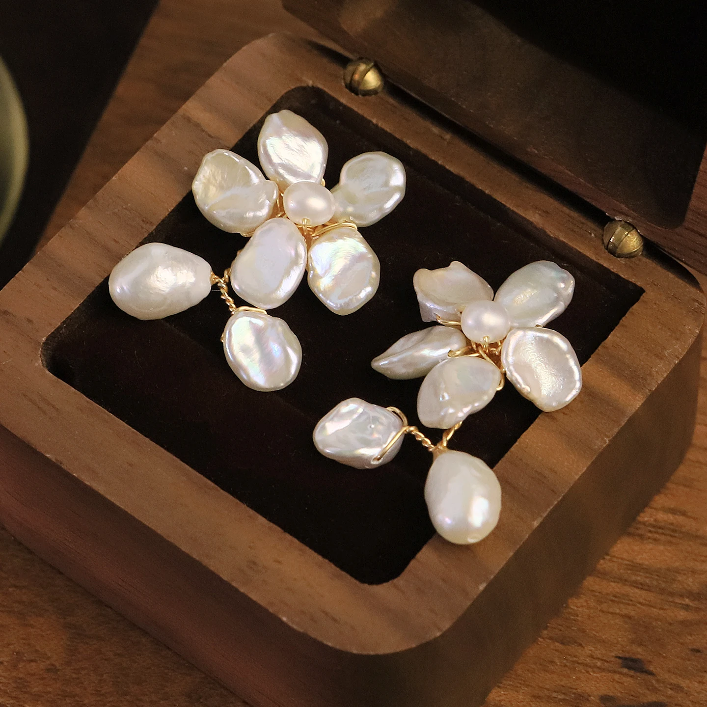 Genuine Baroque Freshwater Pearl Flower Earring for Women Daily Wedding Gift Original Design Handmade Woven Earring Fashion Jewe view 4