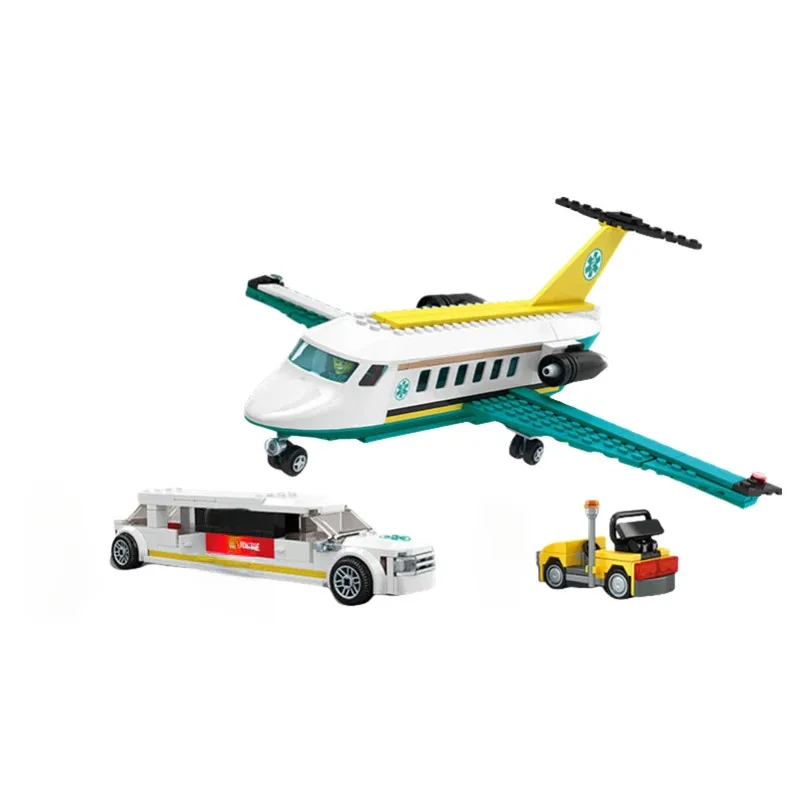 MOC 세트 응급 항공 구급기 플레인시 공항 비행기 60465 블록 조립 항공 의료 구조 항공기 장난감