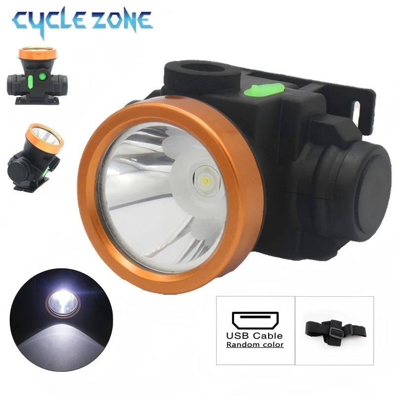 كشافات أمامية خفيفة الوزن قابلة لإعادة الشحن USB 3 أوضاع مصباح يدوي للرأس مدمج في بطارية للتخييم في الهواء الطلق فانوس صيد ليلي