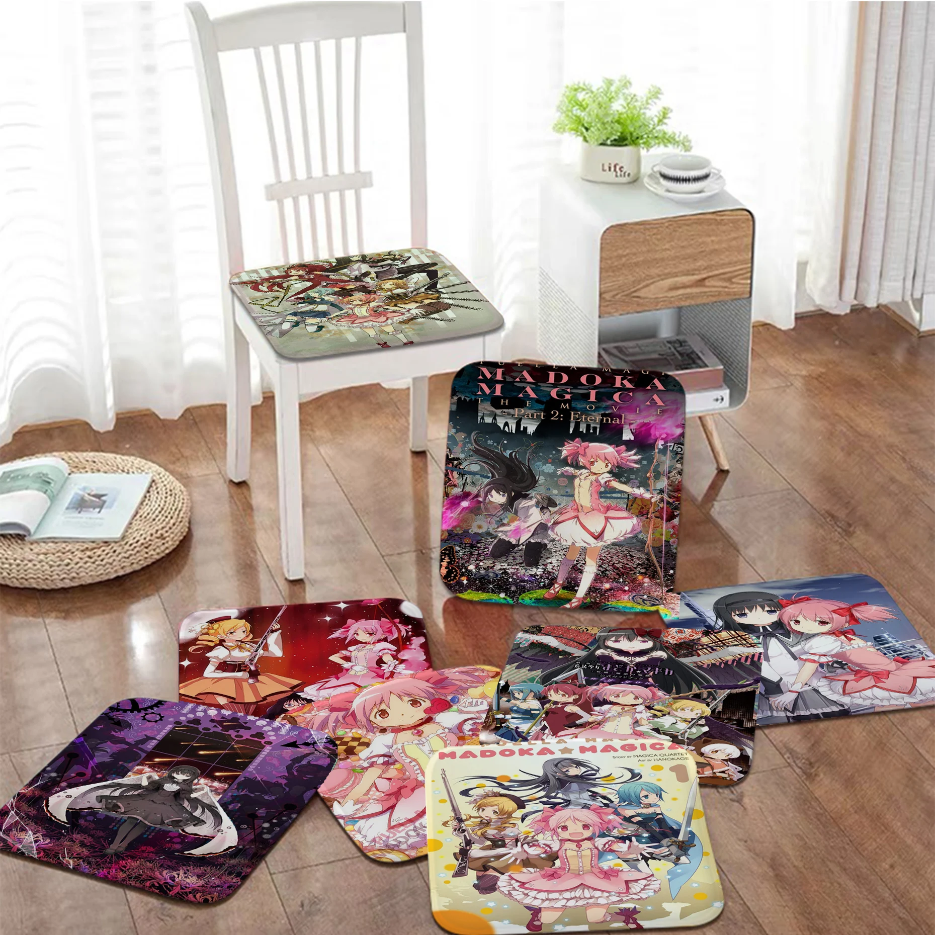 Puella Magi Madoka Magica Cushion Mat Nordic Printing Chair Cushion Soft Office Car Seat Comfort Breathable 45x45cm Sofa Cushion