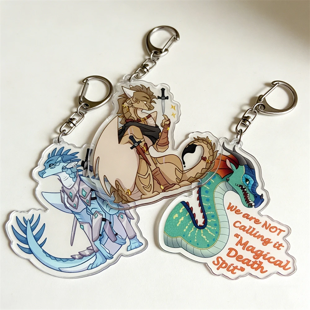 Wings of Fire Dragons Keychains for Women Accessories Bag Tsunami Moon Starflight Qibli Glory Keyrings Jewelry Fans Friends Gift