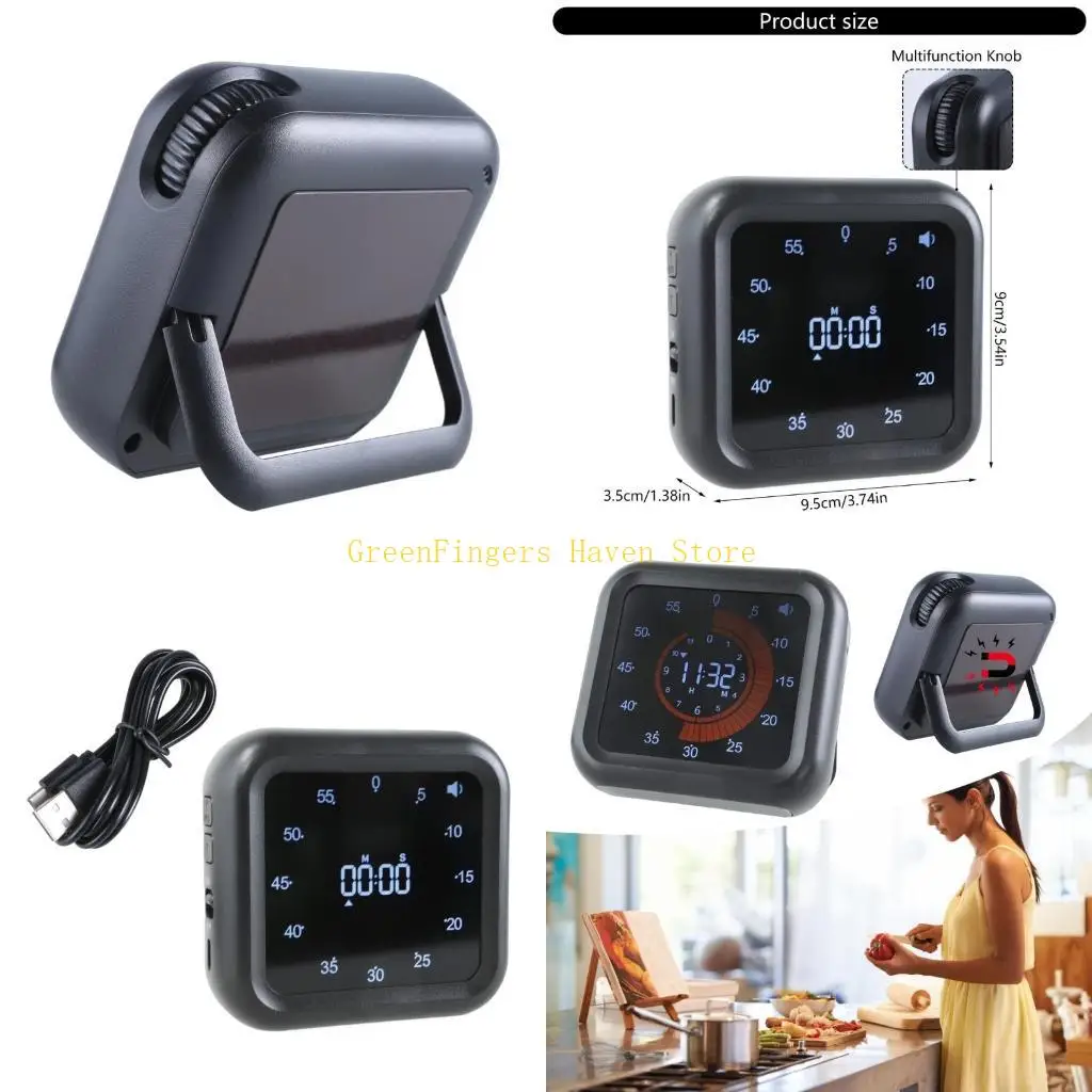 F68D Visual Countdown Timers for Cooking and Baking, Silents Operations, Kitchen Timers with Large LED Display