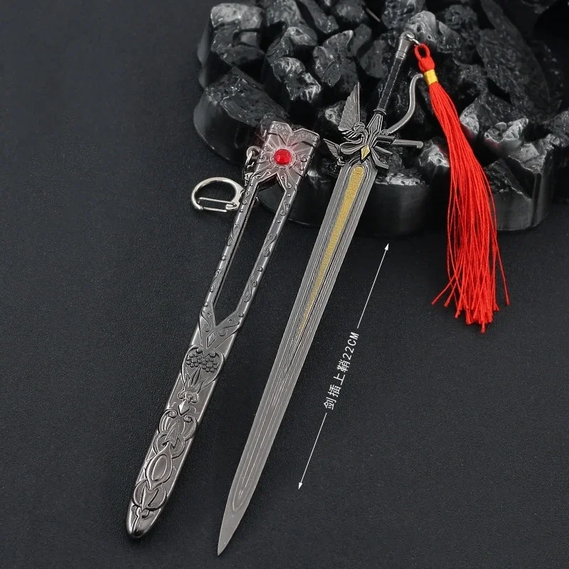 Final Game Peripheral Metal Fantasy Sheathed Weapon Sword of The King Static Model Crafts Cosplay Toy Decorative Ornaments 22cm