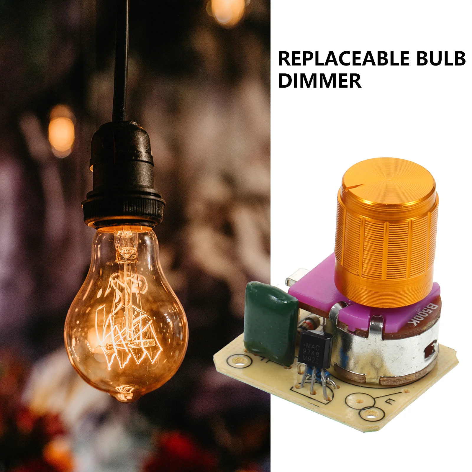 

1 Set Adjustable Dimmer Switch Multi-Use Potentiometer Sturdy Electric Bulb Controller Compact Dimmer For Home Office Lighting