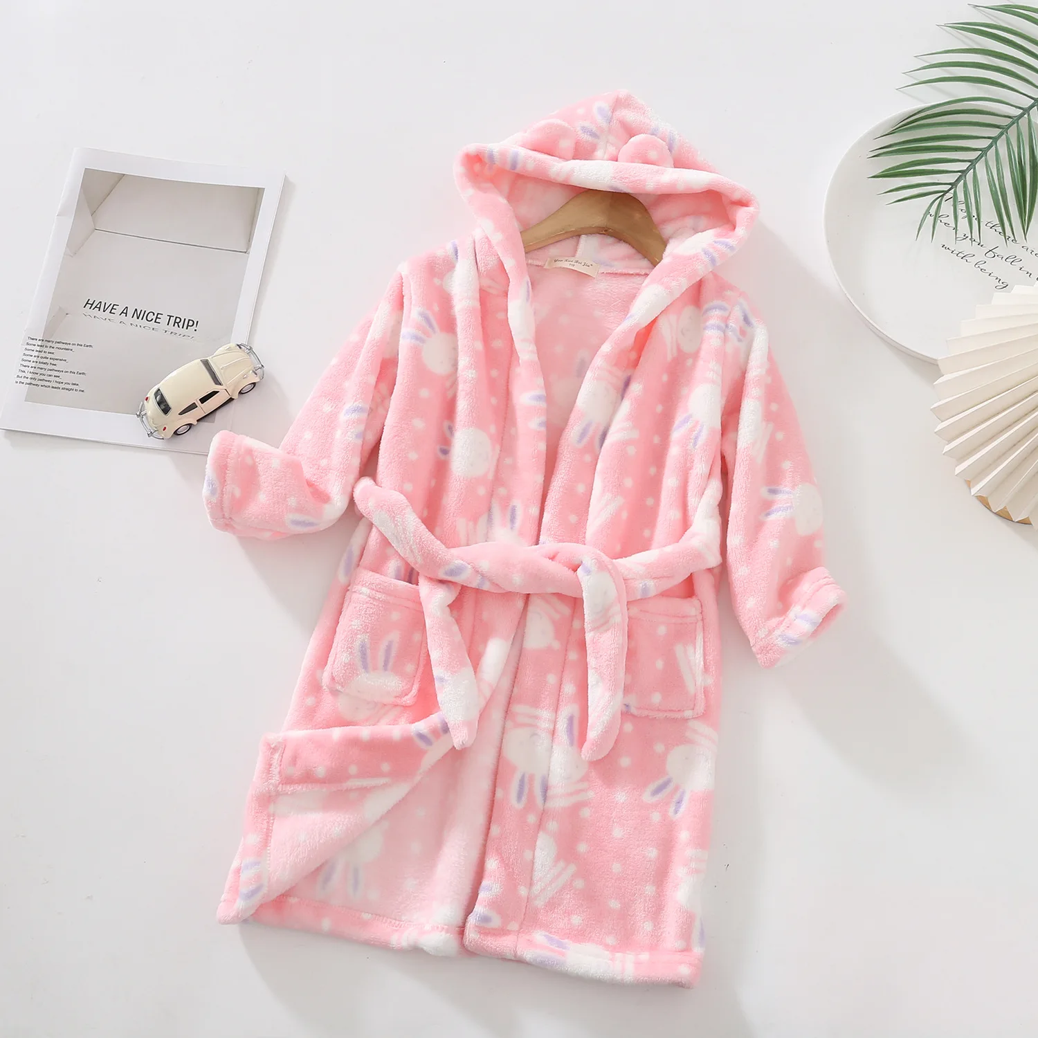 Kids Cartoon Bear Robes New Winter Baby Girl Bathrobe Sleepwear Robe For Children Flannel Hooded Pajamas Boys Homewear Clothing