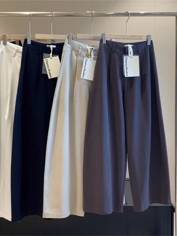 

in BLUE Chency Slimming Wide Leg Casual Pants Cotton Knife Micro Arc Comfortable Fit Women's Autumn Fashion