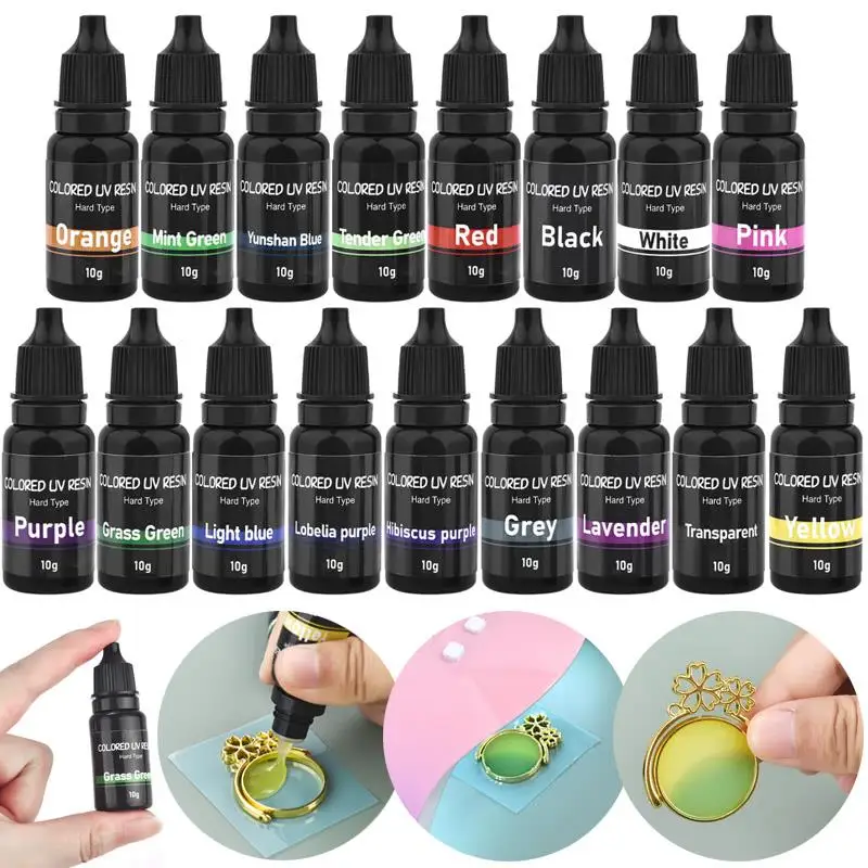 10ml Color UV Resin Glue Ultraviolet Curing Epoxy Resin UV Glue Pigment DIY Jewelry Making Supplies Gel Dye Quick-Drying Glue