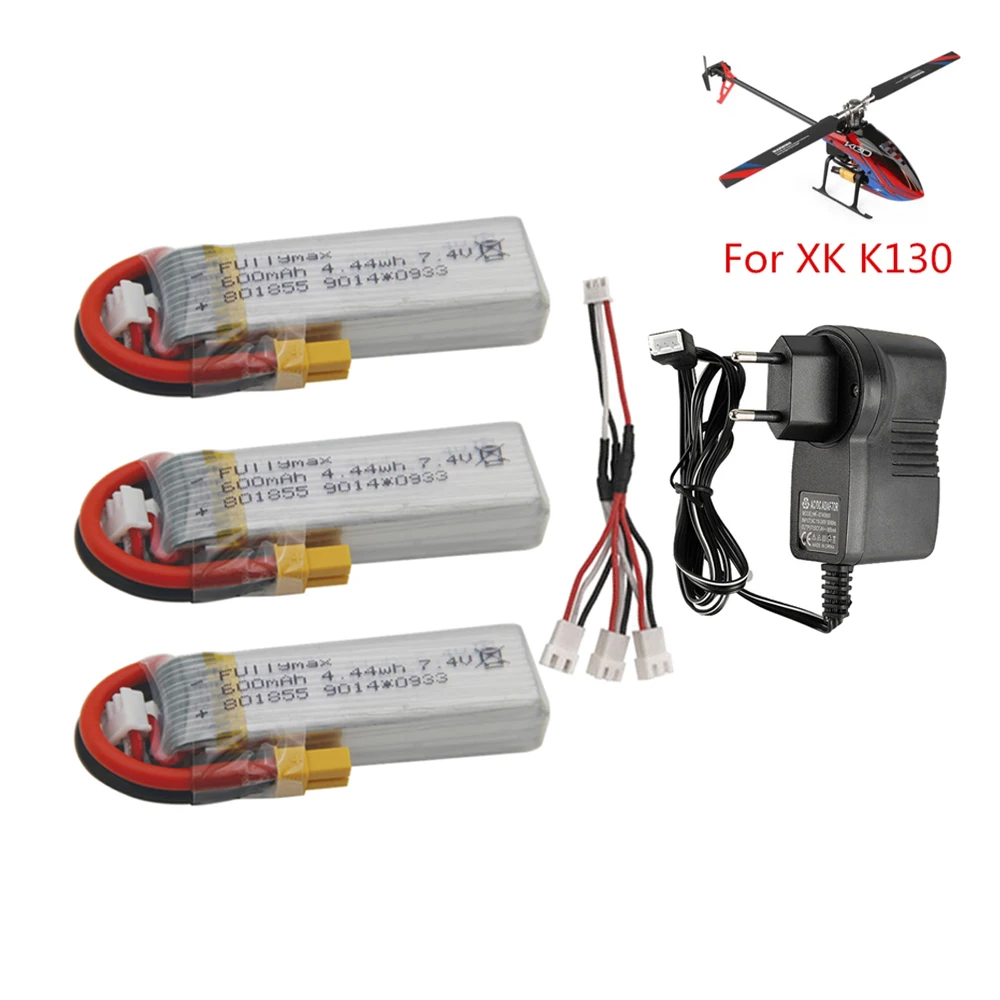 7,4 v 600mah Lipo-Ladegerät-Sets für xk k130 rc bürstenloses Sechswege-Querlenker-Hubschrauber-Drohnen-Ersatzteil zubehör