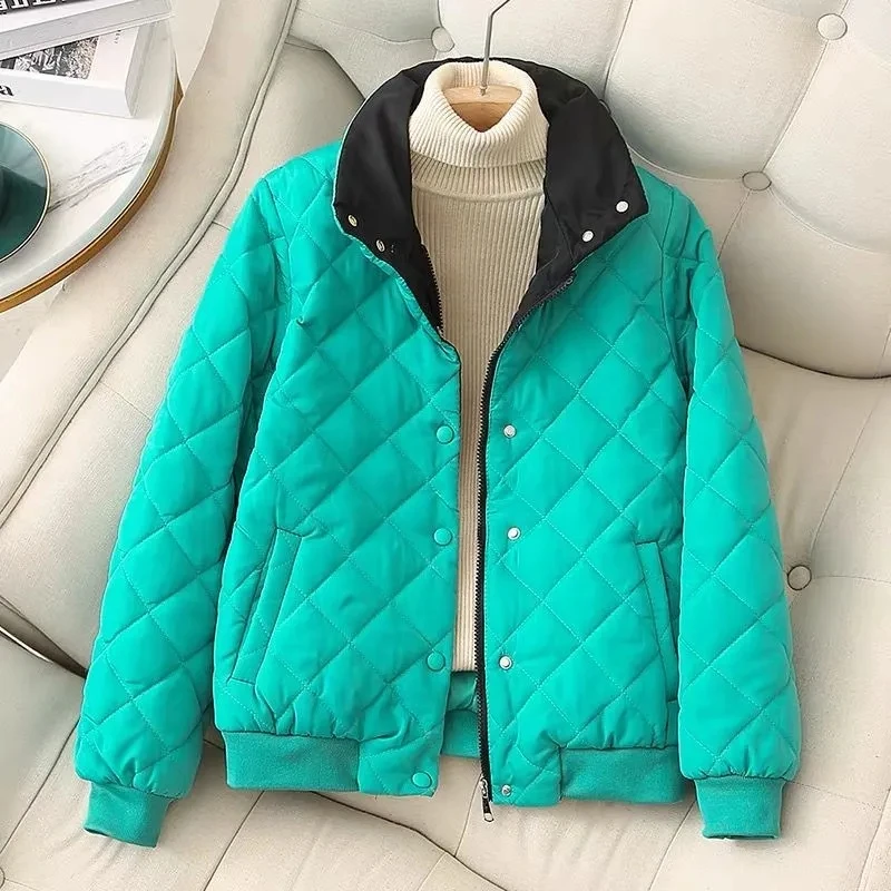 

Winter New Down Cotton-Padded Jacket Warm Button Coat Female Short Loose Joker Thickened Casual Fashion Pocket Outcoat