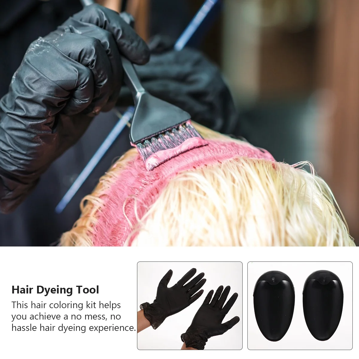 

4Pcs Tinting Tool Set Reusable Dyeing Accessories for DIY Hair Color Styling Cape with Gloves and Covers