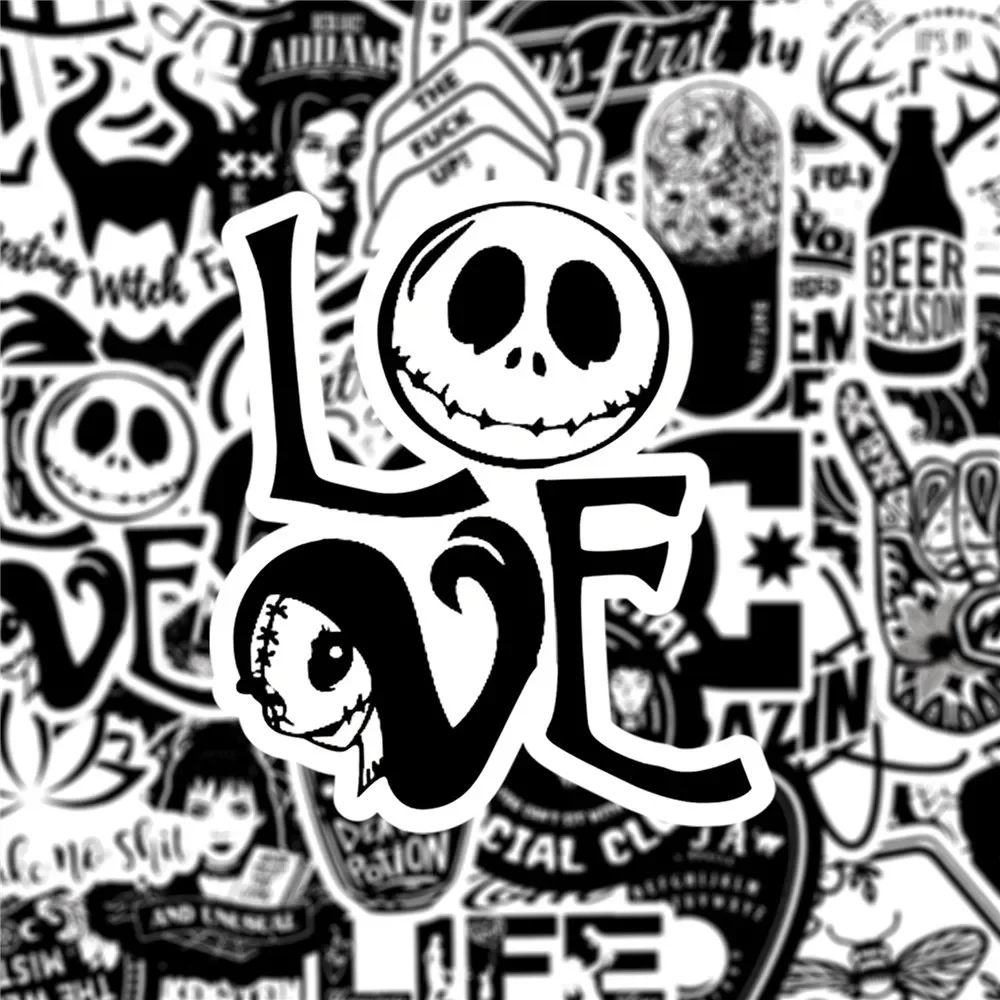 10/25/50pcs Black Punk Stickers Graffiti for DIY Travel Luggage Helmet Phone Laptop Guitar Skateboard Water Bottle Car